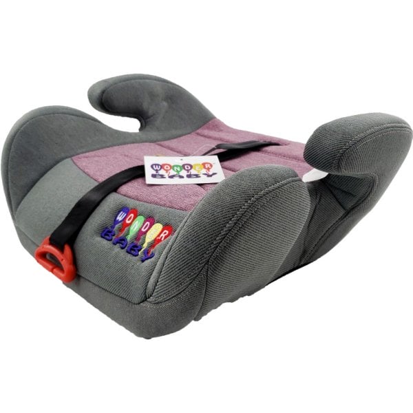 wonder baby backless booster seat, grey and pink2
