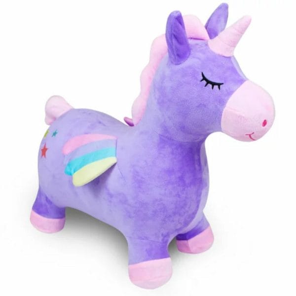 waddle inflatable plush covered unicorn bouncer ride on animal 1