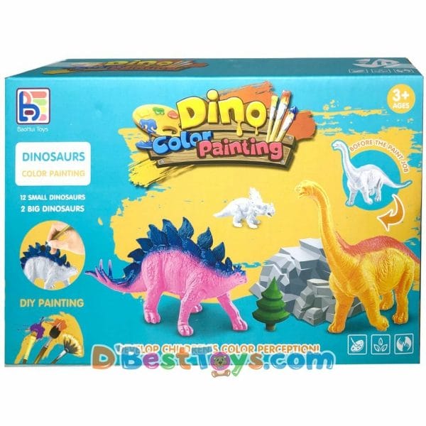 dino color diy painting 2 big dinosaurs, 12 small dinosaurs