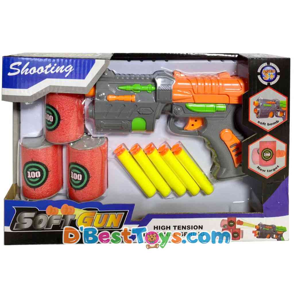 shooting soft gun blaster and 3xtargets with darts3