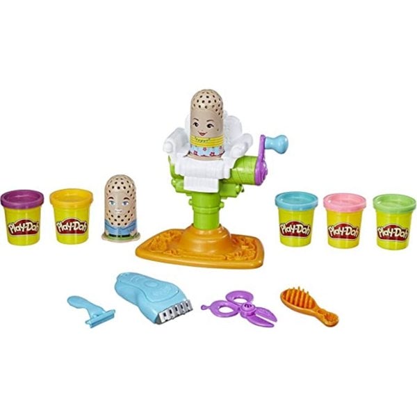 play doh buzz 'n cut fuzzy pumper barber shop toy with electric buzzer