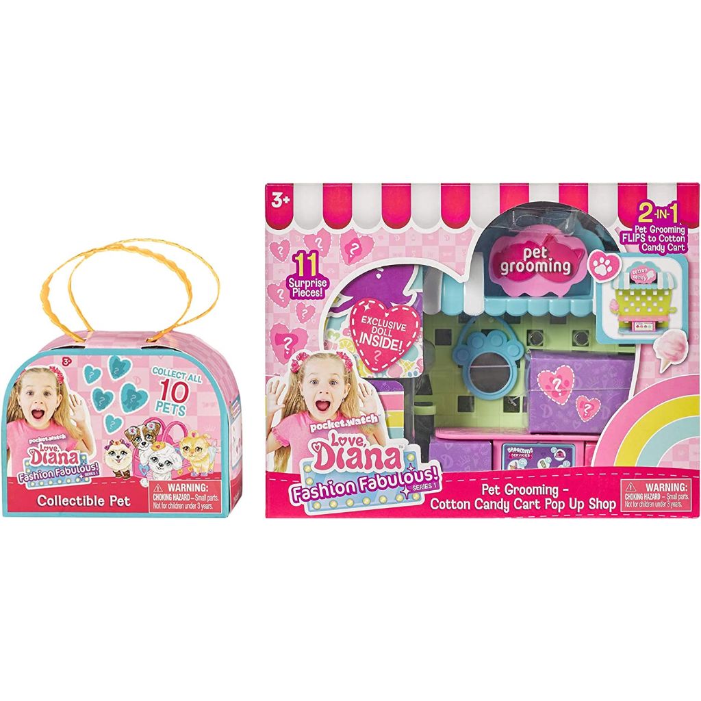 love diana fashion fabulous doll with 2 in 1 pet grooming and cotton candy pop up shop