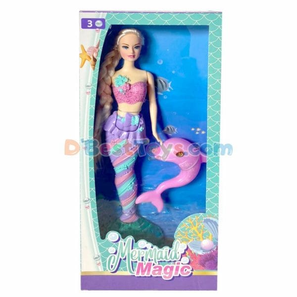 mermaid magic doll blonde hair doll with pink dolphin3