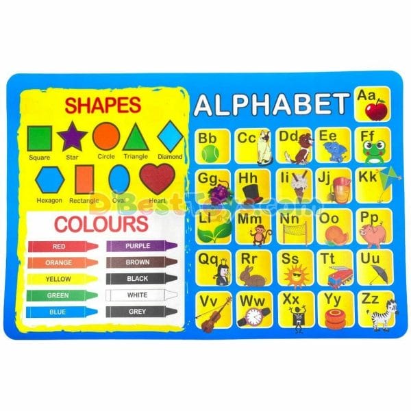 alphabet, shapes and colors chart 16x11 blue