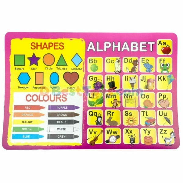 alphabet, shapes and colors chart 16x11 red