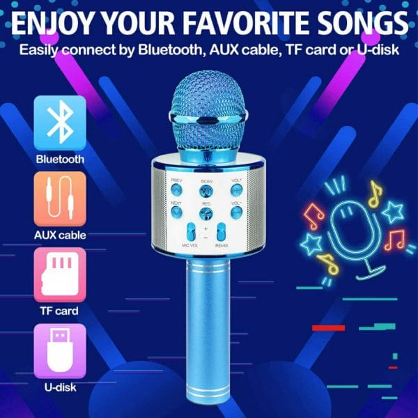 ranphykx bluetooth karaoke wireless microphone for kids (blue) (2)