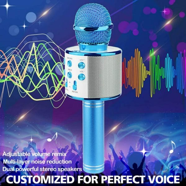 ranphykx bluetooth karaoke wireless microphone for kids (blue) (5)