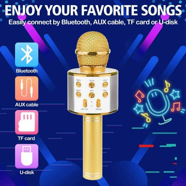 ranphykx bluetooth karaoke wireless microphone for kids (gold) (1)
