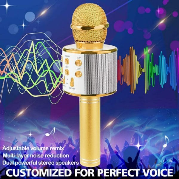 ranphykx bluetooth karaoke wireless microphone for kids (gold) (2)