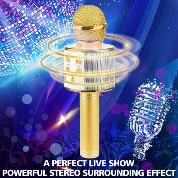 ranphykx bluetooth karaoke wireless microphone for kids (gold) (4)