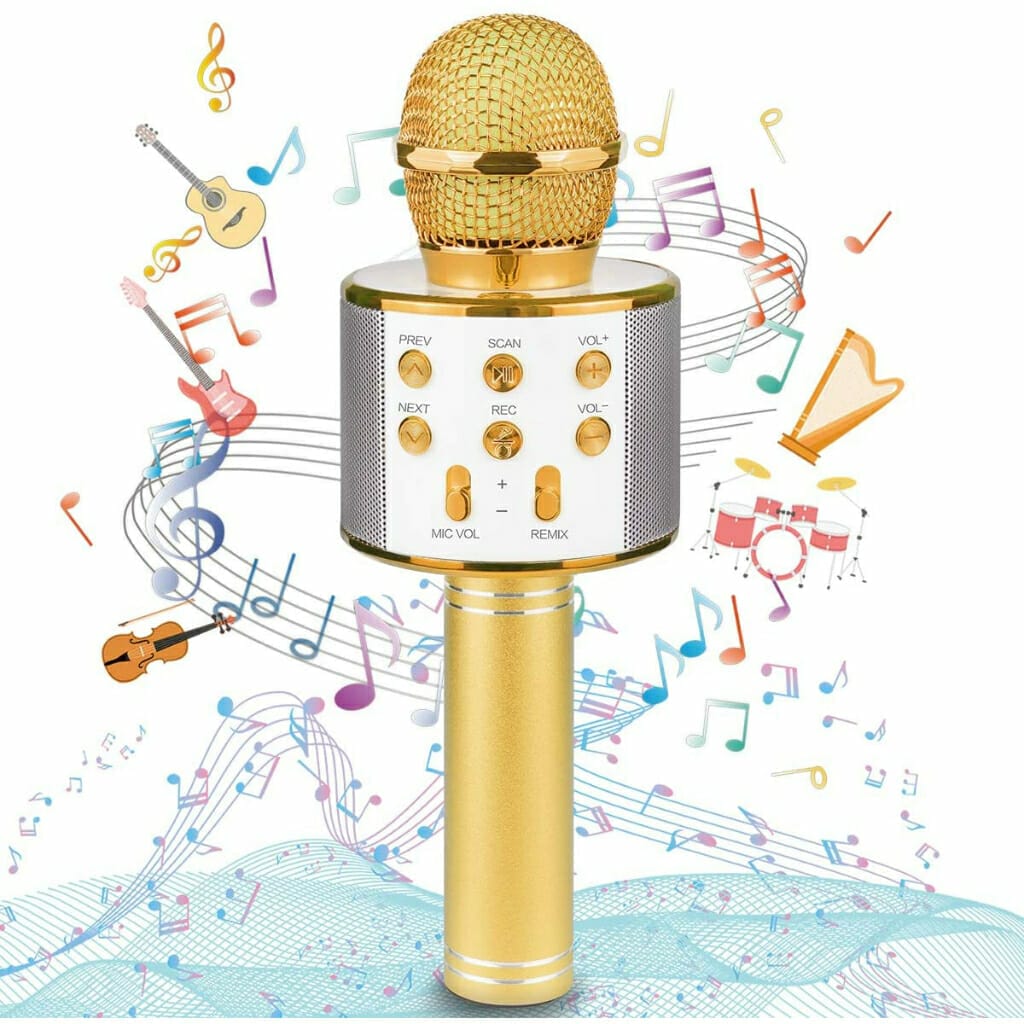 ranphykx bluetooth karaoke wireless microphone for kids (gold) (5)