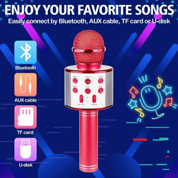 ranphykx bluetooth karaoke wireless microphone for kids (red) (1)