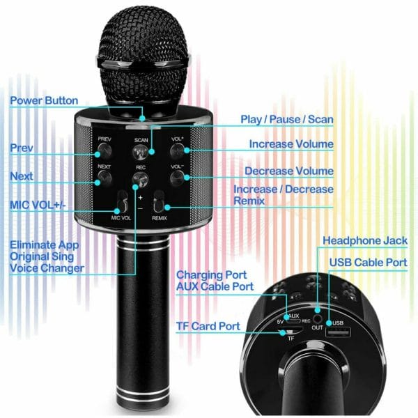 ranphykx bluetooth karaoke wireless microphone for kids (red) (2)