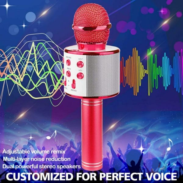 ranphykx bluetooth karaoke wireless microphone for kids (red) (4)