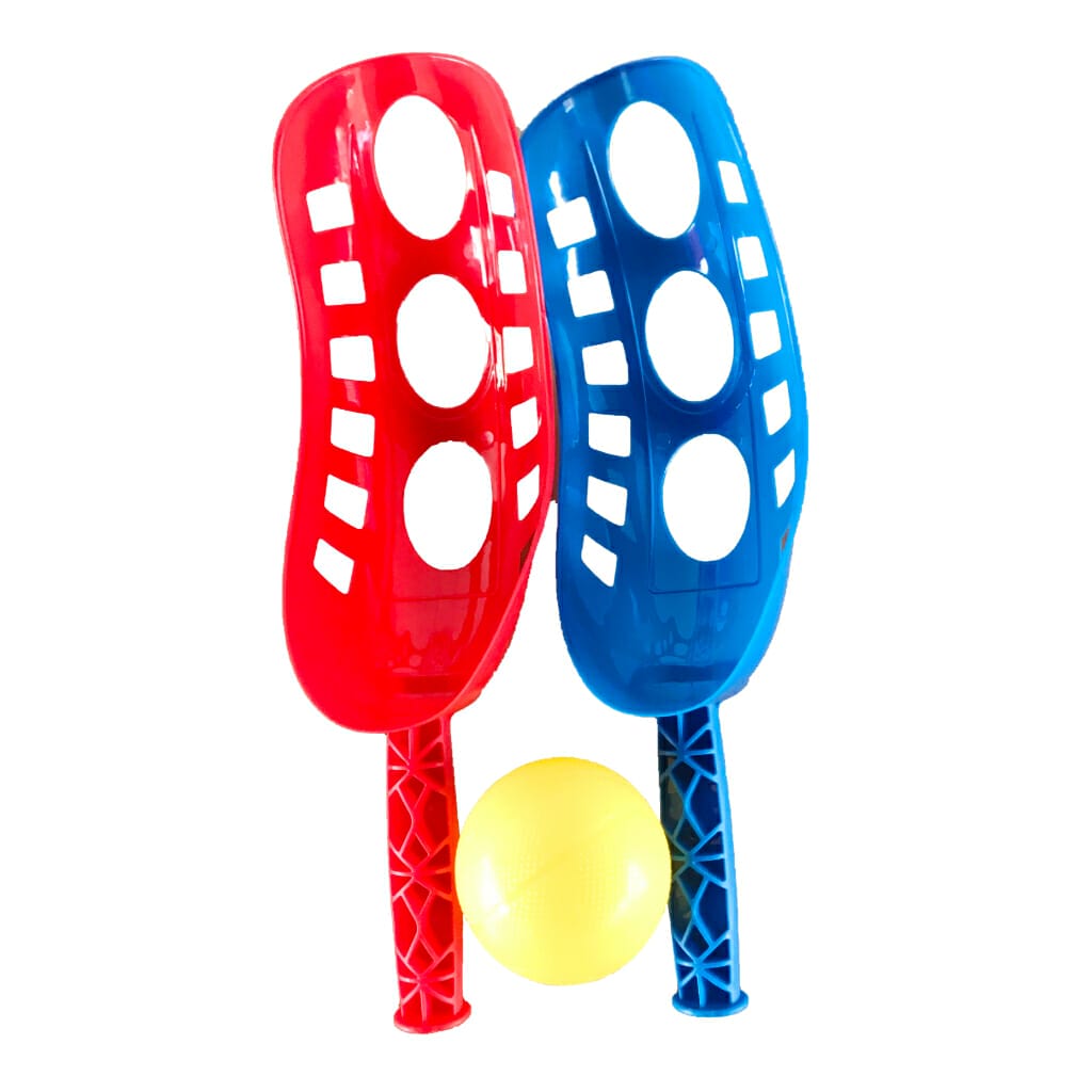Kids can enjoy some backyard excitement or work their way up to becoming lacrosse stars with this US Games Fun-Air Scoop Ball Set.