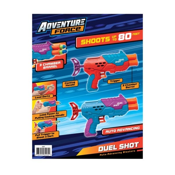 adventure force duel shot dart blaster 2 pack, includes 2 blasters and 6 long distance dart1