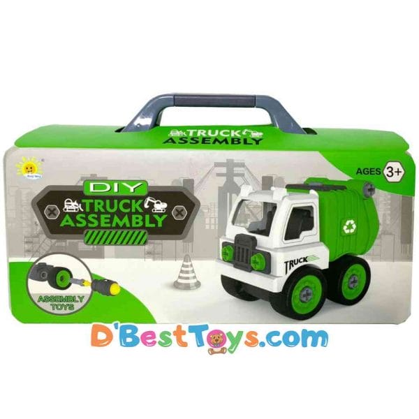 diy truck assembly toy green recycling truck