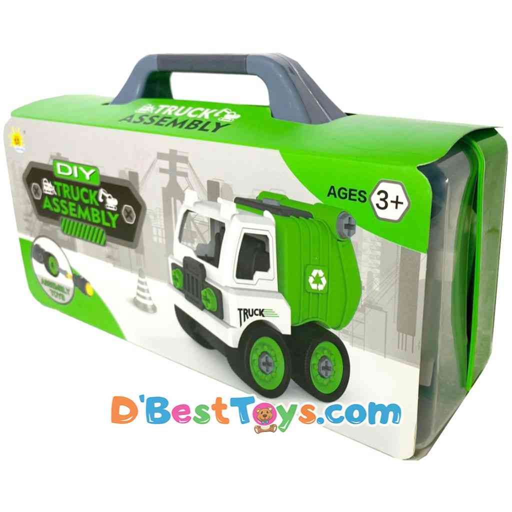 diy truck assembly toy green recycling truck2