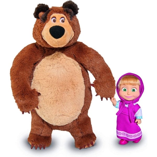 masha and the bear jada toys, masha plush set with bear and doll toys for kids3