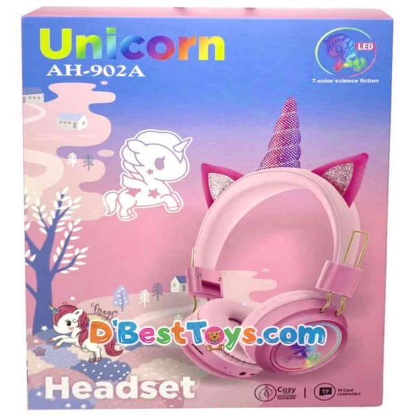 rgb led unicorn headset pink