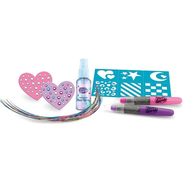 shimmer ‘n sparkle glitter and glam metallic hair art set with hair chalk pens and hair gems3