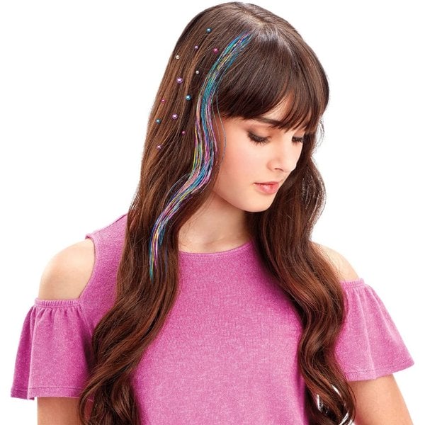 shimmer ‘n sparkle glitter and glam metallic hair art set with hair chalk pens and hair gems6