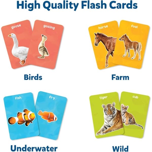 skillmatics thick flash cards for toddlers animals & their babies, 3 in 1 educational game1