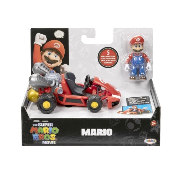 the super mario bros. movie 2.5 inch mario action figure with pull back racer