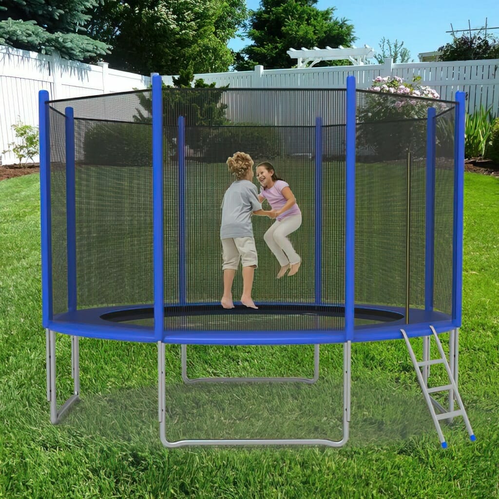 karmas product 10' trampoline with safety enclosure net and spring pad (4)
