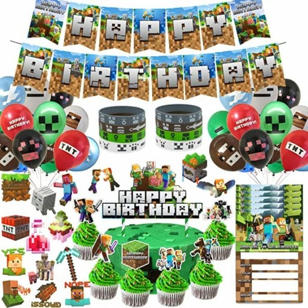 pixel style gamer birthday party supplies 1