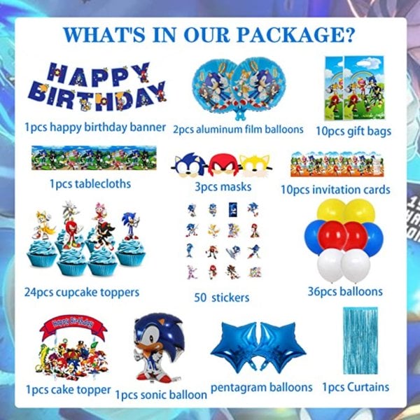 sonic birthday party supplies 149pcs party decorations (3)