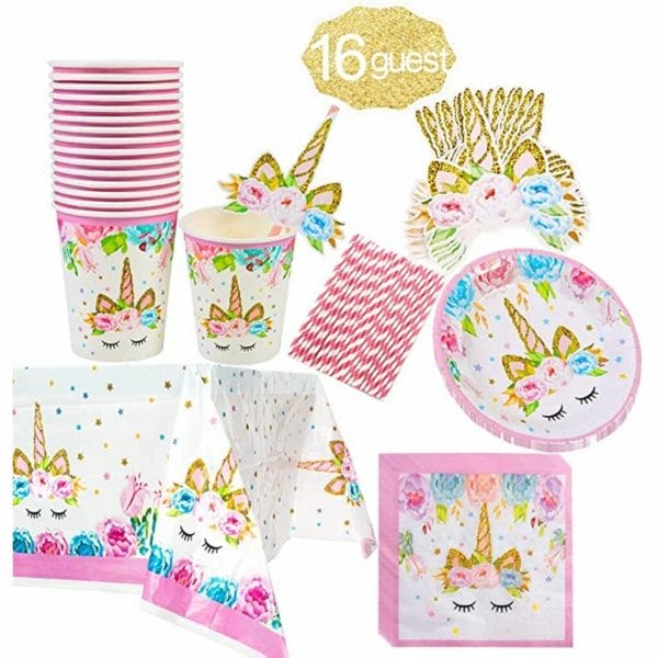 unicorn themed party supplies set 1