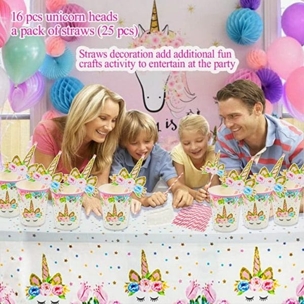 unicorn themed party supplies set 6