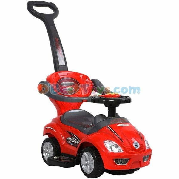 electronic deluxe mega car 3 in 1 stroller ride on red5