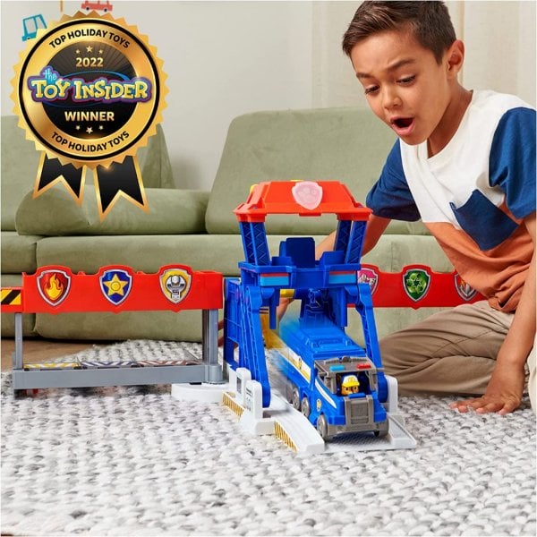 paw patrol big truck pups, truck stop hq, 3ft. wide transforming playset, action figures, toy cars, lights and sounds, kids toys for ages 3 and up1